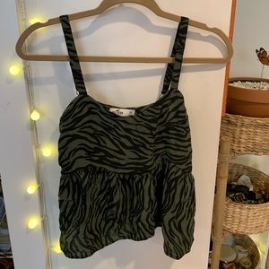 Green zebra print tank